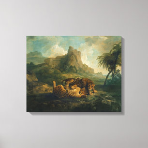 Toile Léopards de George Stubbs   au jeu, c.1763-8