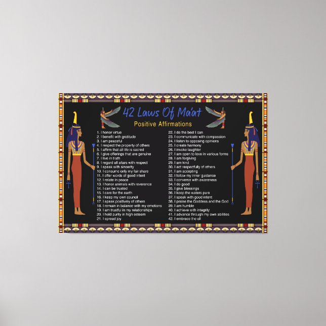 Toile Les 42 Lois De Maat - Affirmations Positives (Recto)