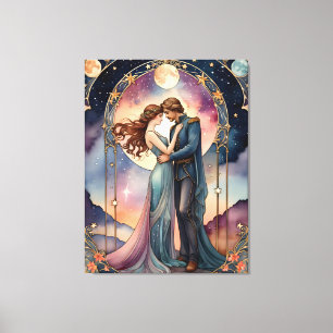 Toile les amoureux - tableau inspiré des tarots