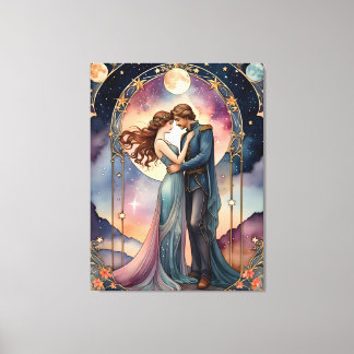 Toile les amoureux - tableau inspiré des tarots