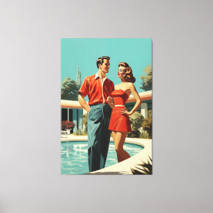 Toile les années 50 Au Bord De La Piscine