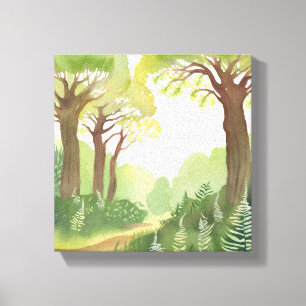 Toile Les arbres de la forêt verte   Nature Belle aquare
