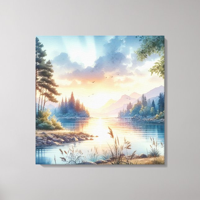 Toile Les couleurs du crépuscule reflètent l'eau calme (Recto)
