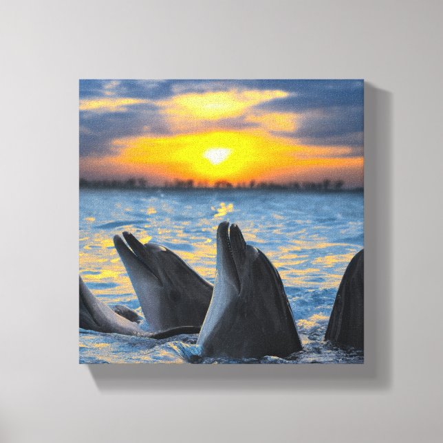 Toile Les dauphins au nez de bouteille à la lumière du c (Recto)