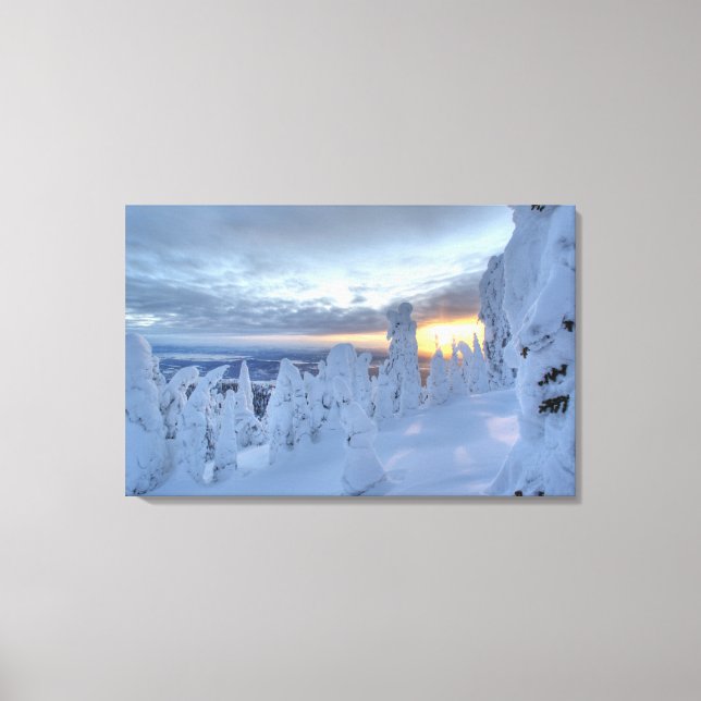 Toile Les fantômes de neige au coucher du soleil à White (Recto)