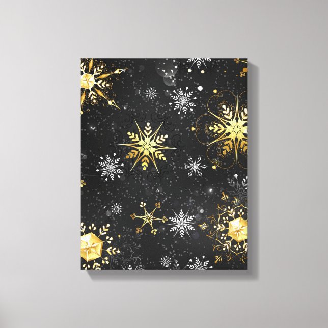 Toile Les flocons dorés de Noël sur l'Arrière - plan noi (Recto)