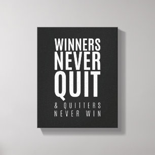 Toile Les gagnants ne quittent jamais Affiche motivati
