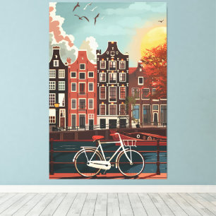 Toile Les maisons du canal d'Amsterdam