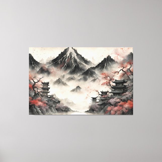 Toile Les montagnes japonaises dans la brume (Recto)
