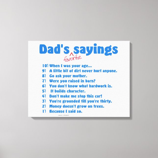 Toile Les paroles préférées de papa ont enveloppé le cad (Recto)