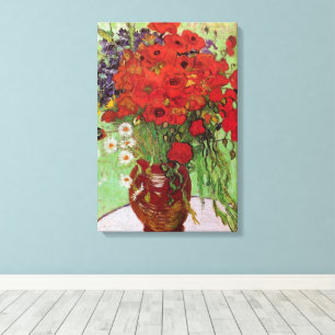 Toile Les pavots rouges et les marguerites de Vincent va