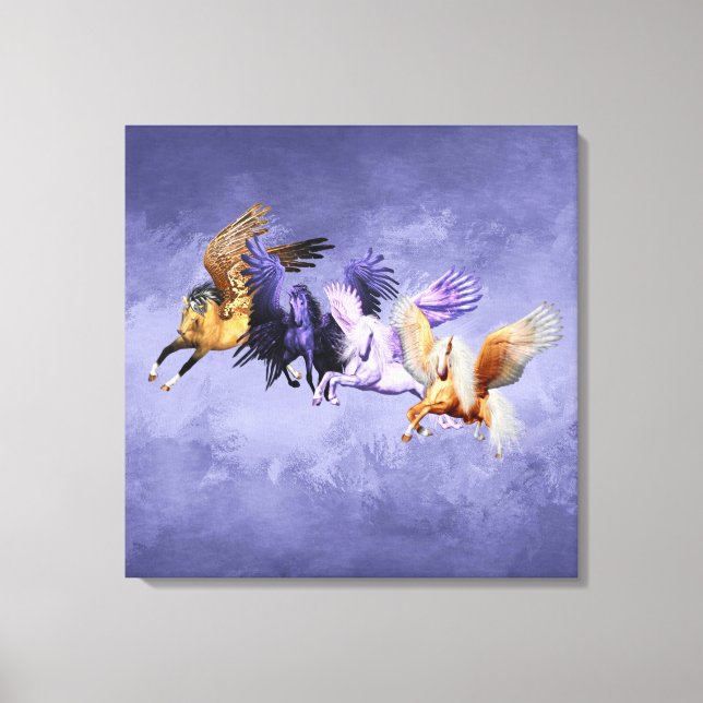 Toile Les quatre Pegasi Flying Horses Pegasus Stallions (Recto)