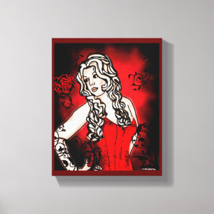 Toile Les roses sont des toiles enrobées de goth rouge