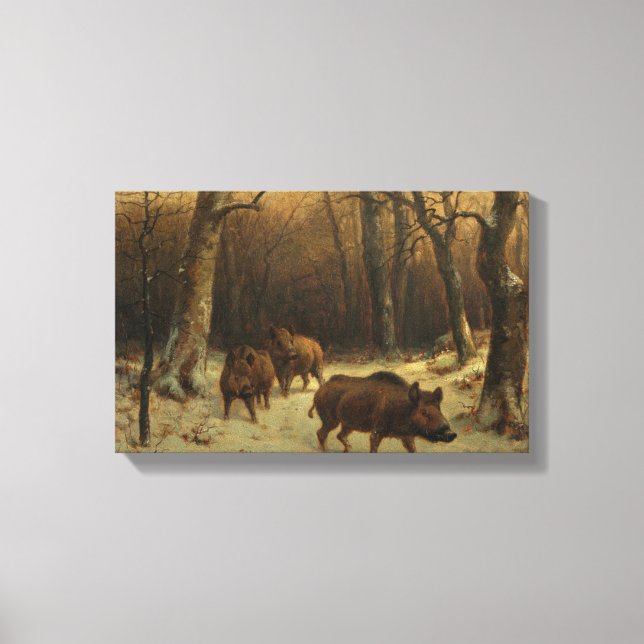 Toile Les sangliers dans la neige (par Rosa Bonheur) (Recto)