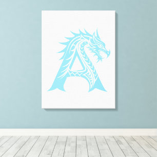 Toile Lettre A de style dragon, alphabet du dragon, mono