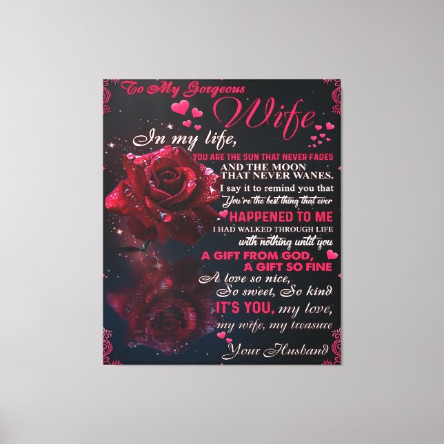 Toile Lettre À Mon Cadeau Femme, Couple Love Cadeau Mari (Recto)