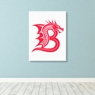 Toile Lettre B de style Dragon, Alphabet Dragon, Monogra