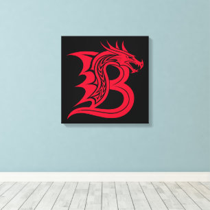 Toile Lettre B de style dragon, alphabet du dragon, mono