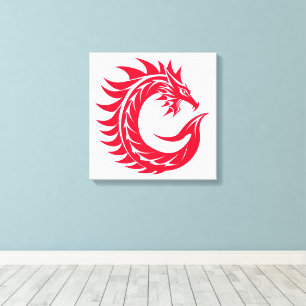 Toile Lettre C de style dragon, alphabet du dragon, mono