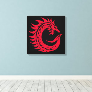 Toile Lettre C de style dragon, alphabet du dragon, mono