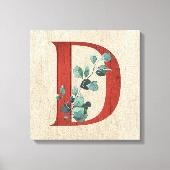 Toile LETTRE D BOIS Rustique ET Eucalyptus (Recto)