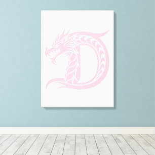 Toile Lettre D de style dragon, alphabet dragon, monogra