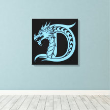 Lettre D de style dragon, alphabet du dragon, mono