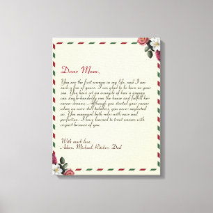 Toile Lettre d'amour personnalisée chic couples manuscri