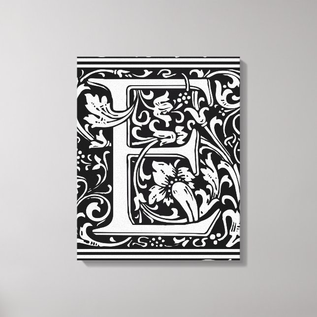 Toile Lettre E Monogramme médiéval Art Nouveau (Recto)