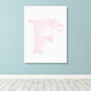 Toile Lettre F de style dragon, alphabet du dragon, mono
