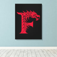 Lettre F de style dragon, alphabet du dragon, mono
