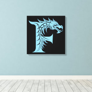 Toile Lettre F de style dragon, alphabet du dragon, mono