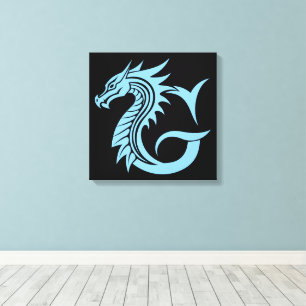 Toile Lettre G de style dragon, alphabet du dragon, mono