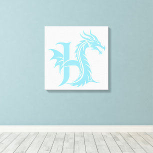 Toile Lettre H de style dragon, alphabet du dragon, mono
