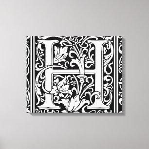 Toile Lettre H Monogramme médiéval Art Nouveau