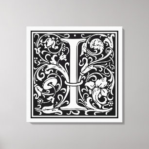 Toile Lettre I Monogramme médiéval Art Nouveau