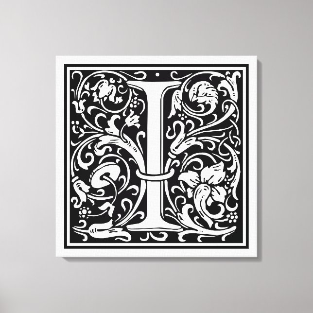 Toile Lettre I Monogramme médiéval Art Nouveau (Recto)