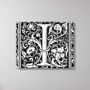 Toile Lettre I Monogramme médiéval Art Nouveau