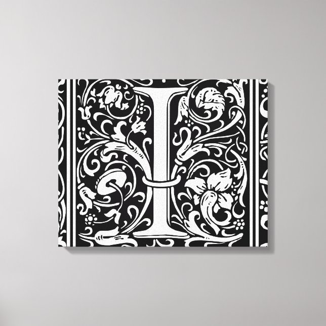 Toile Lettre I Monogramme médiéval Art Nouveau (Recto)