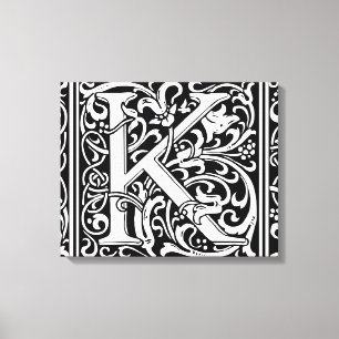 Toile Lettre K Monogramme médiéval Art Nouveau