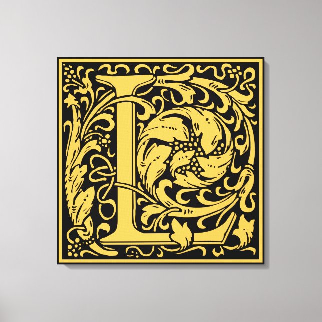 Toile Lettre L Monogramme médiéval Art Nouveau (Recto)