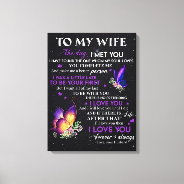 Toile Lettre personnalisée à ma femme, cadeau d'annivers (Recto)