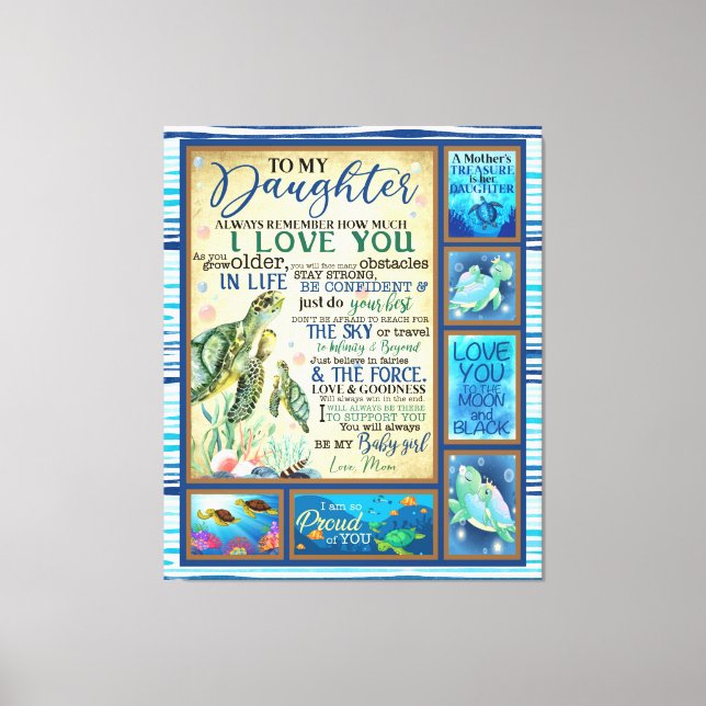 Toile Lettre personnalisée à ma fille amour de maman (Recto)