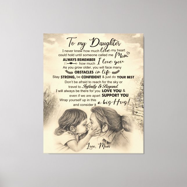 Toile Lettre personnalisée à ma fille de maman (Recto)