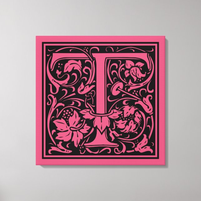 Toile Lettre T Monogramme médiéval Art Nouveau (Recto)