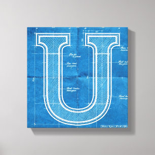 Toile Lettre U Monogramme de Plan