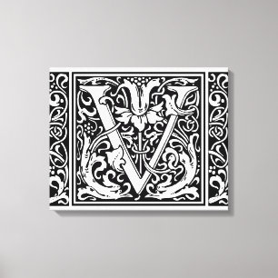 Toile Lettre V Monogramme médiéval Art Nouveau