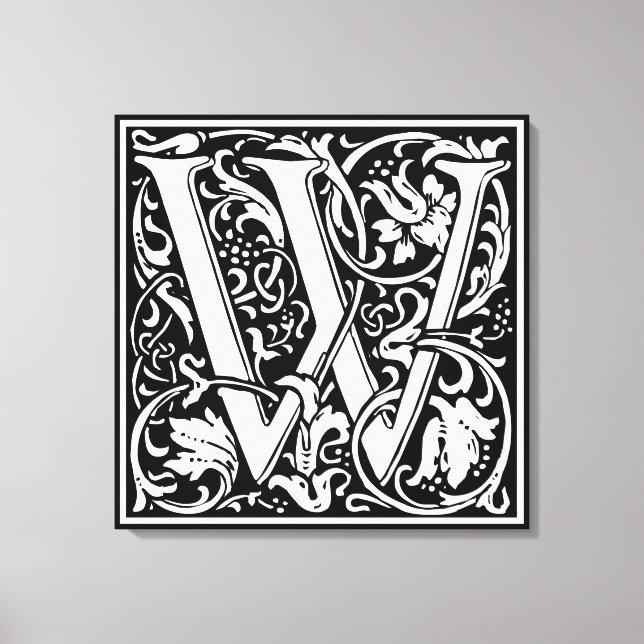 Toile Lettre W Monogramme médiéval Art Nouveau (Recto)