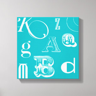 Toile Lettres décoratives sur Arrière - plan bleu