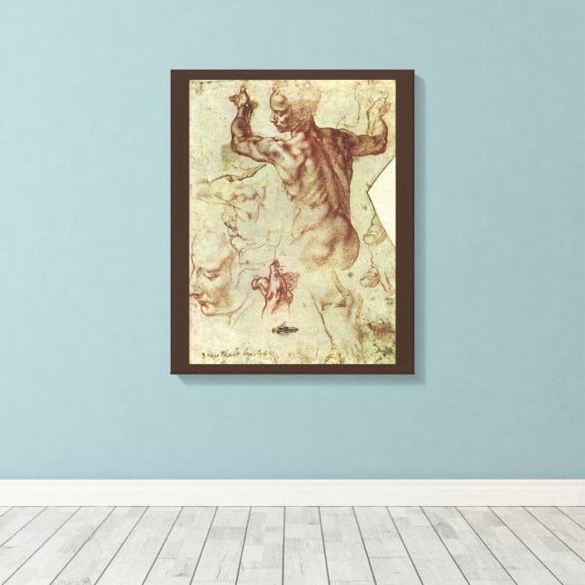 Toile L'étude de Michel-Ange sur un Sibyl Libyen (Insitu (Plancher de Bois))